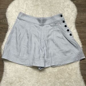 Club Monaco Shorts Size 00 XS Light Blue Buttons High Waist Lyocell